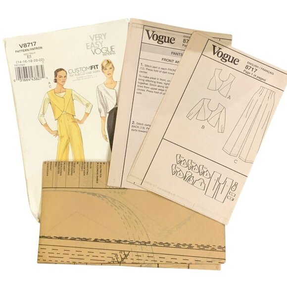 Vogue V8717 Sewing Pattern Set Misses Vests & Pants Custom Fit Sizes 14-22 - Picture 3 of 3